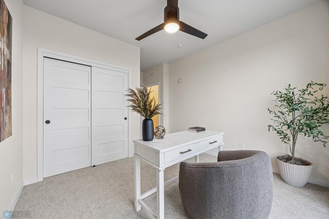 234 Main Ave Unit 716, Fargo, ND 58103 - office area featuring light carpet and ceiling fan