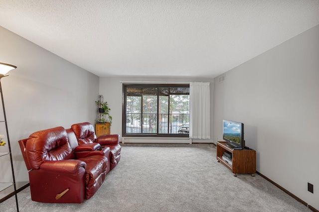 4710 58th Ave N Unit 219, Crystal, MN 55429 - living room with carpet floors and a textured ceiling