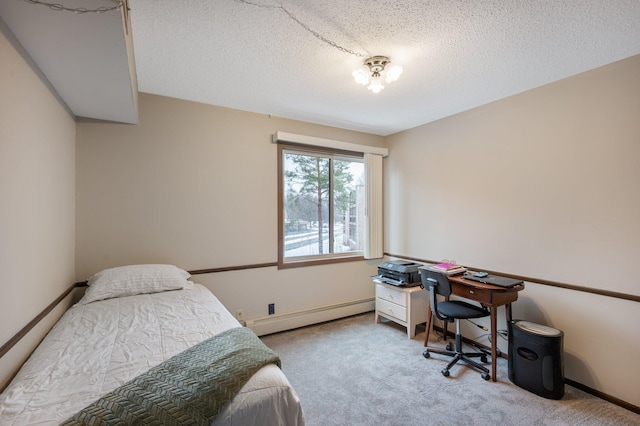 4710 58th Ave N Unit 219, Crystal, MN 55429 - carpeted bedroom with a baseboard radiator and a textured ceiling