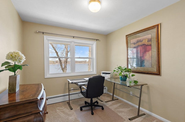 4991 337th Ave NE, Cambridge, MN 55008 - carpeted office space featuring a baseboard heating unit and baseboards