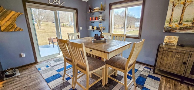 dining room featuring baseboards and wood finished floors