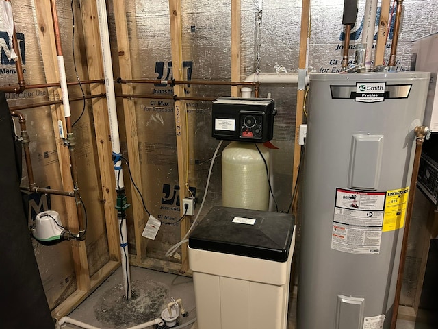 utility room with electric water heater