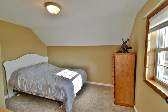 40749 Greencrest Rd, Crow River Twp, MN 56312 - bedroom with baseboards, vaulted ceiling, and carpet flooring