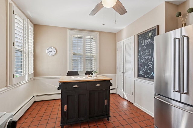 1801 Fremont Ave S Unit 101, Minneapolis, MN 55403 - tiled home office featuring a ceiling fan and baseboard heating