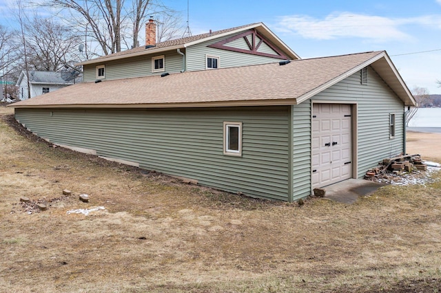 view of detached garage
