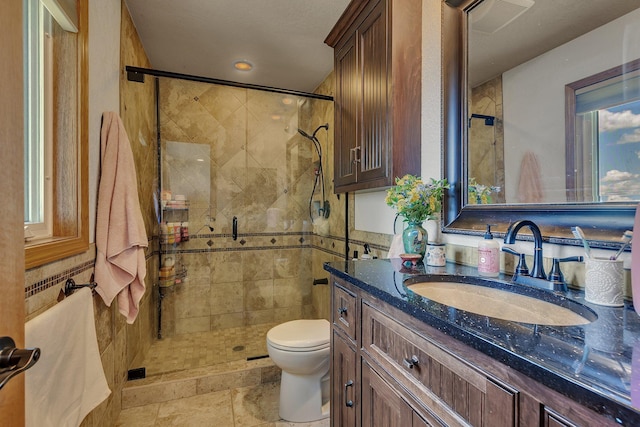 3202 Riviera Rd, Sartell, MN 56377 - bathroom featuring toilet, visible vents, a shower stall, and vanity