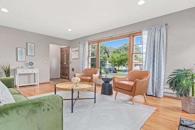 7244 12th Ave S, Richfield, MN 55423 - living area featuring light wood-style flooring and recessed lighting