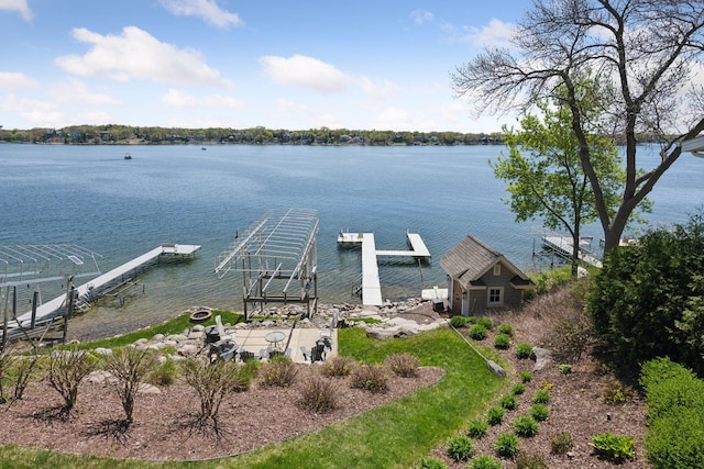 dock area featuring a water view