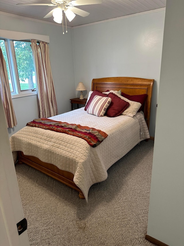 1778 Wabanica Bay Dr NW, Baudette, MN 56623 - bedroom featuring ornamental molding, carpet, and a ceiling fan