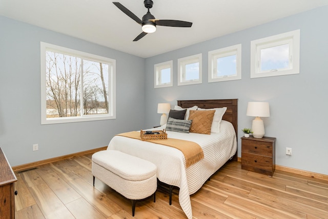 575 Elins Lake Rd SE, Cambridge, MN 55008 - bedroom featuring light wood-style flooring, baseboards, and ceiling fan