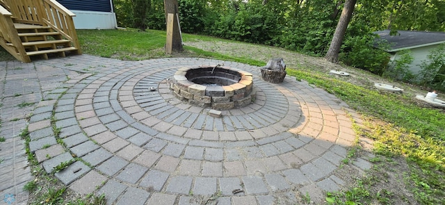 44629 Bear Trl, Lida Twp, MN 56572 - view of patio / terrace featuring a fire pit