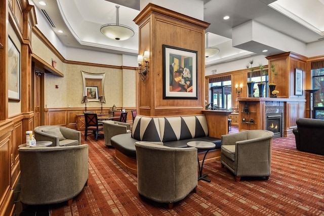 500 Grant St Unit 2707, Minneapolis, MN 55404 - building lobby featuring a wainscoted wall, recessed lighting, and a decorative wall