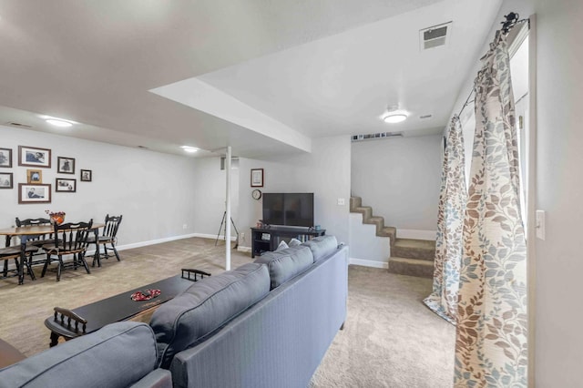16137 Ahrens Hill Rd, Brainerd, MN 56401 - living area with carpet floors, baseboards, and stairs