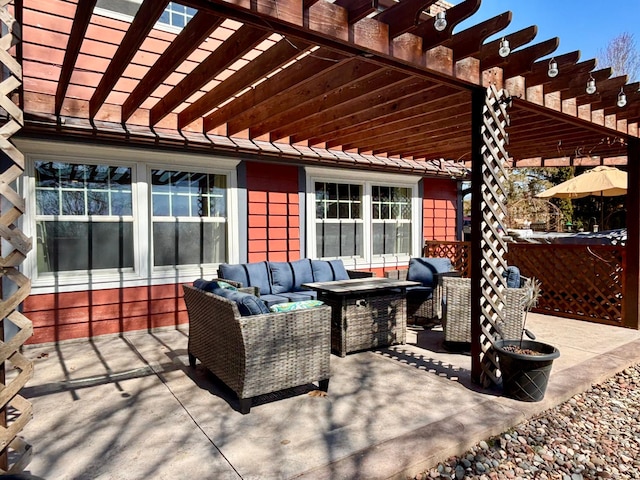 709 Riverside Dr N, North Hudson, WI 54016 - view of patio with an outdoor hangout area and a pergola