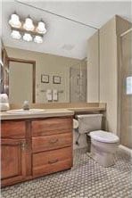 1317 Waterford Rd, Woodbury, MN 55125 - full bath with tile patterned floors, vanity, toilet, and an enclosed shower