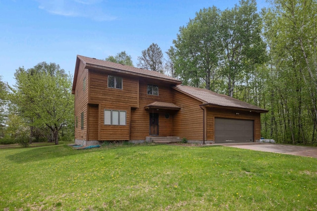 93 County 49 NW, Pine River, MN 56474 - rustic home featuring an attached garage, a front yard, and concrete driveway