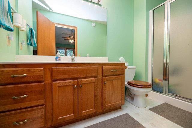 19988 Quentin Ave, Ravenna Twp, MN 55033 - full bath with a shower stall, toilet, vanity, and a ceiling fan