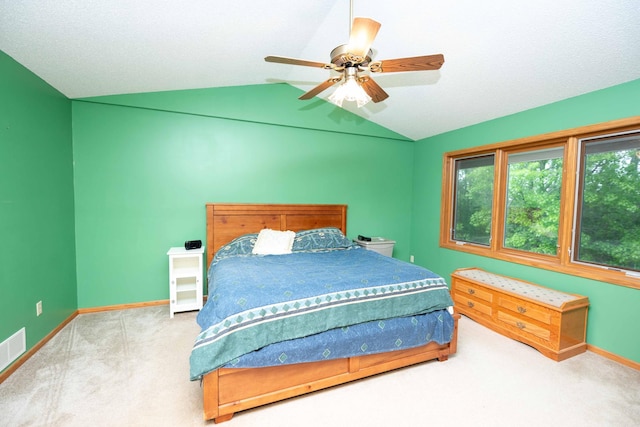 19988 Quentin Ave, Ravenna Twp, MN 55033 - bedroom with vaulted ceiling, carpet floors, baseboards, and ceiling fan