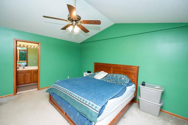 19988 Quentin Ave, Ravenna Twp, MN 55033 - bedroom featuring lofted ceiling, carpet floors, a ceiling fan, connected bathroom, and baseboards