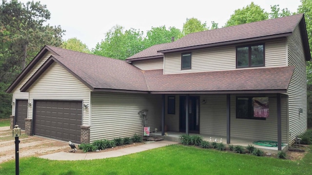 19988 Quentin Ave, Ravenna Twp, MN 55033 - view of front of property featuring covered porch, roof with shingles, a front lawn, driveway, and an attached garage