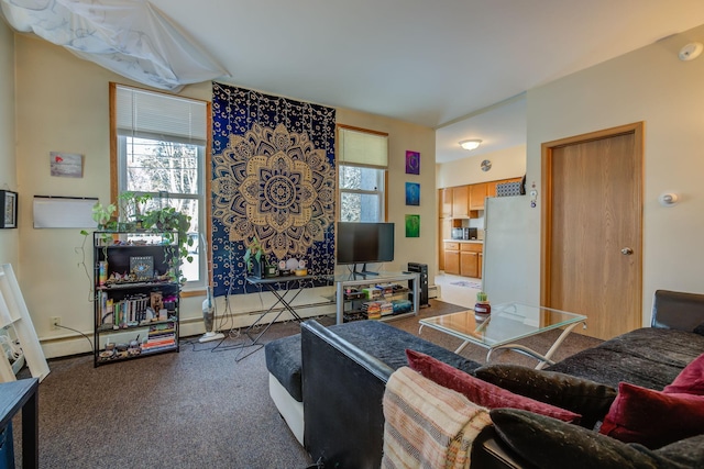 view of carpeted living area