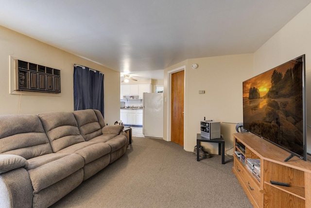 living room featuring light colored carpet