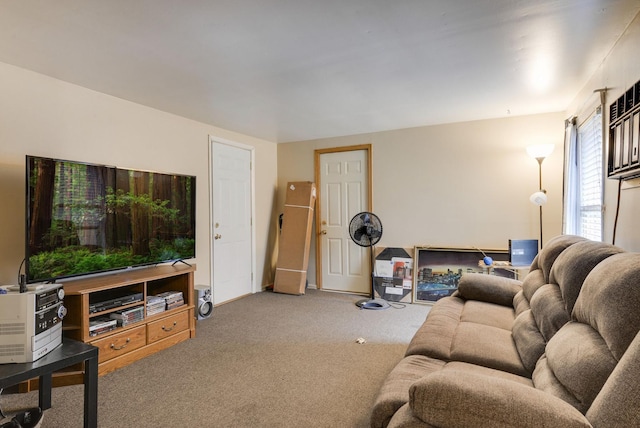 living room with carpet flooring