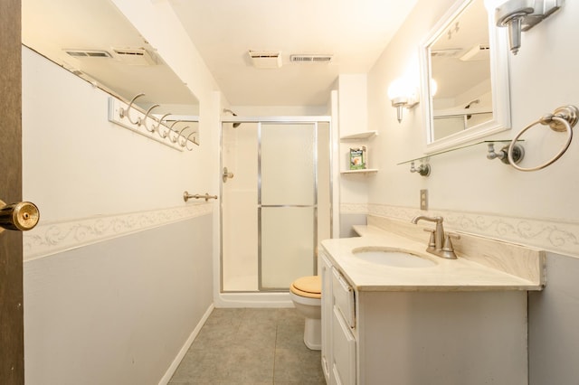 1002 11th Ave W, Alexandria, MN 56308 - bathroom featuring vanity, a stall shower, and tile patterned flooring