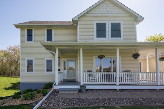 view of front facade featuring covered porch