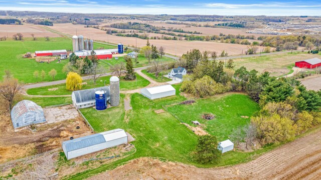 drone / aerial view with a rural view
