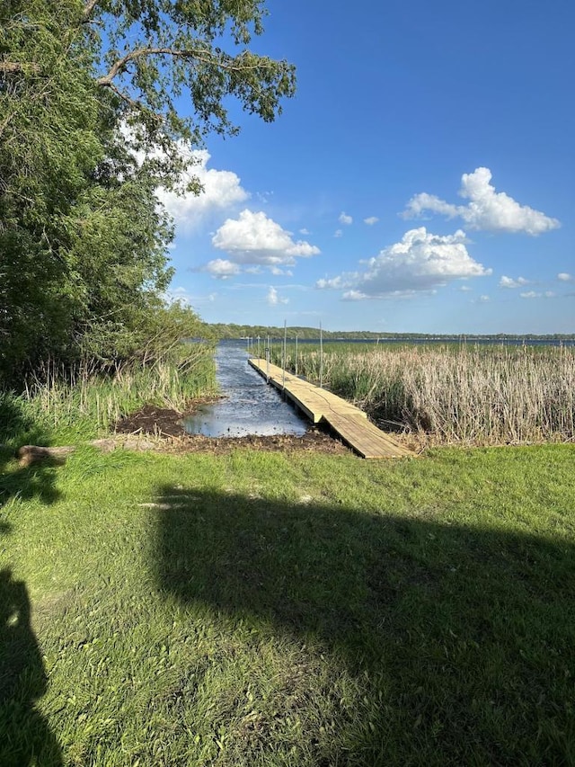water view with a boat dock