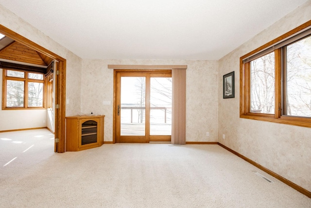 15671 Wermager Beach Rd, Lake Park, MN 56554 - unfurnished living room with healthy amount of natural light, carpet flooring, and baseboards