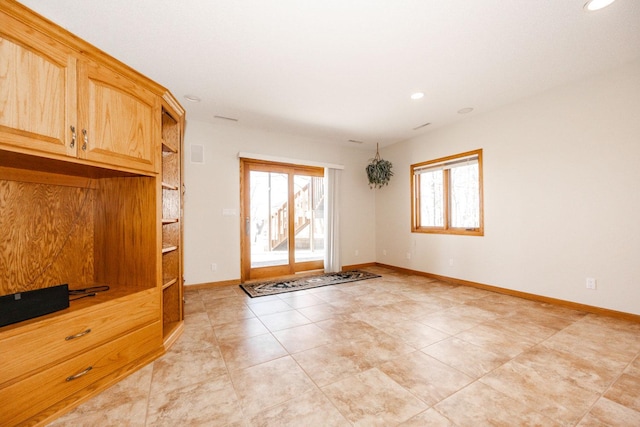 15671 Wermager Beach Rd, Lake Park, MN 56554 - unfurnished living room featuring recessed lighting, baseboards, and light tile patterned floors