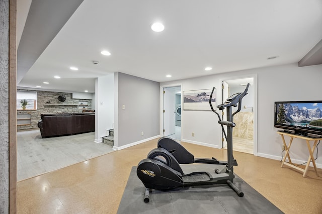 5427 Twin Lake Blvd E, Brooklyn Center, MN 55429 - workout area with recessed lighting and baseboards