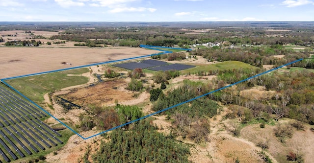 15535 375th St, Amador Twp, MN 55084 - aerial view of sparsely populated area with property parcel outlined