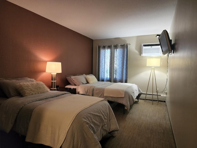 4860 Park Commons Dr Unit 314, Saint Louis Park, MN 55416 - carpeted bedroom featuring baseboard heating and a wall mounted air conditioner