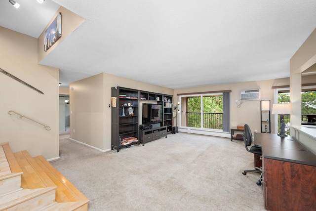 4860 Park Commons Dr Unit 314, Saint Louis Park, MN 55416 - home office featuring baseboard heating, healthy amount of natural light, carpet, and a wall mounted AC