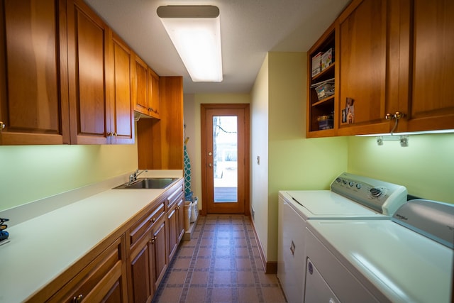 2300 County Road 92, Minnetrista, MN 55359 - laundry room with cabinet space, tile patterned floors, and separate washer and dryer