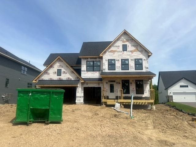 3840 Vista View Ct, Chaska, MN 55318 - unfinished property featuring a porch and stone siding