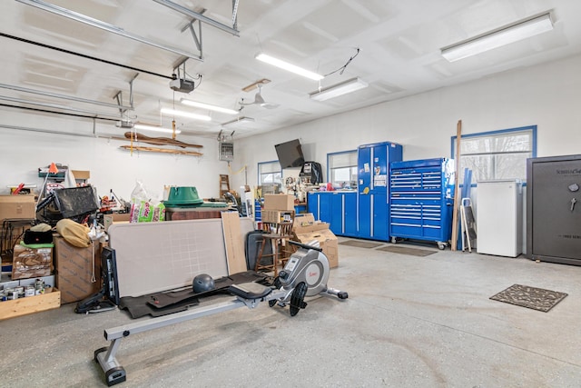 garage with a garage door opener