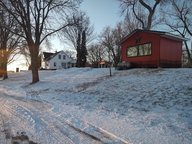 view of yard covered in snow