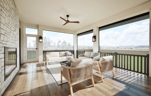 16474 48th Pl N, Plymouth, MN 55446 - sunroom / solarium featuring outdoor lounge area and a ceiling fan