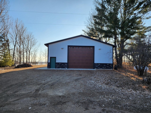 view of detached garage