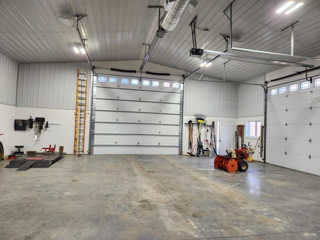 garage with a garage door opener