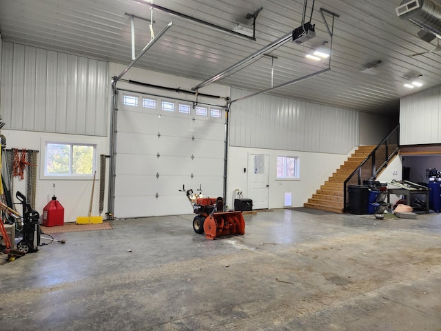 garage with a garage door opener