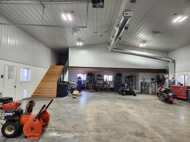 garage with water heater