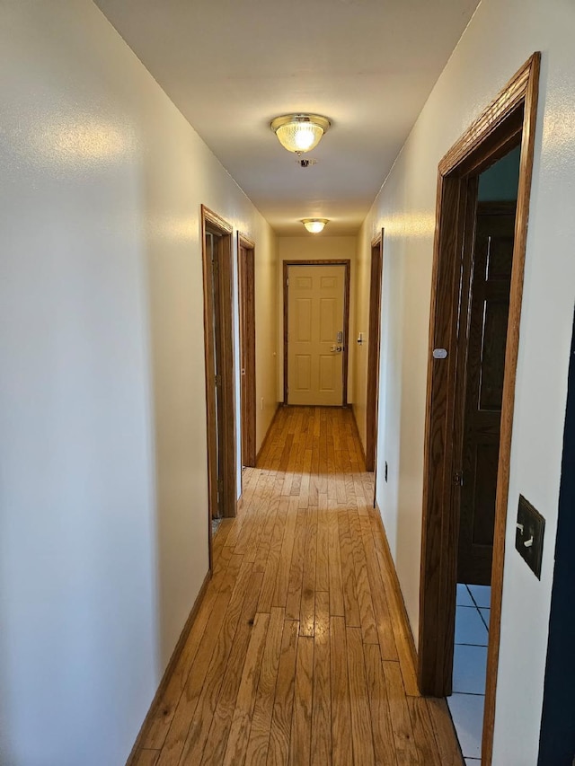 hallway with light wood-style floors