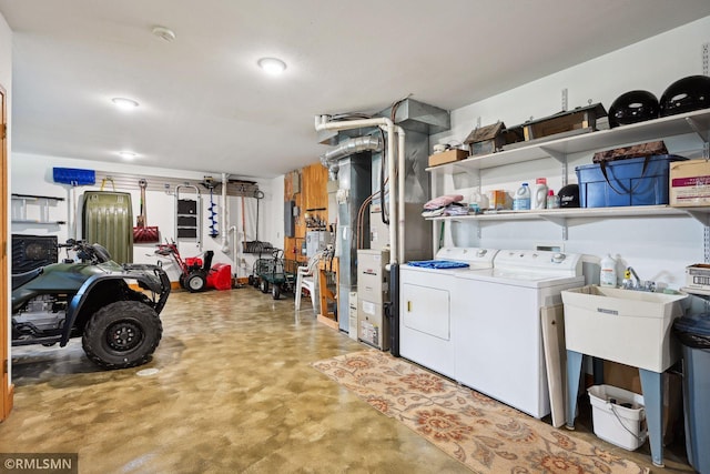 interior space with laundry area and washer and dryer