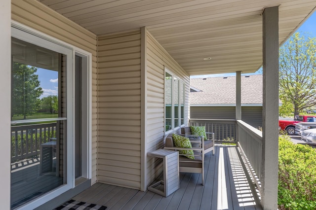 wooden deck with covered porch