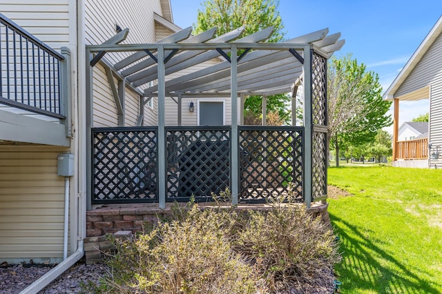 exterior space featuring a pergola